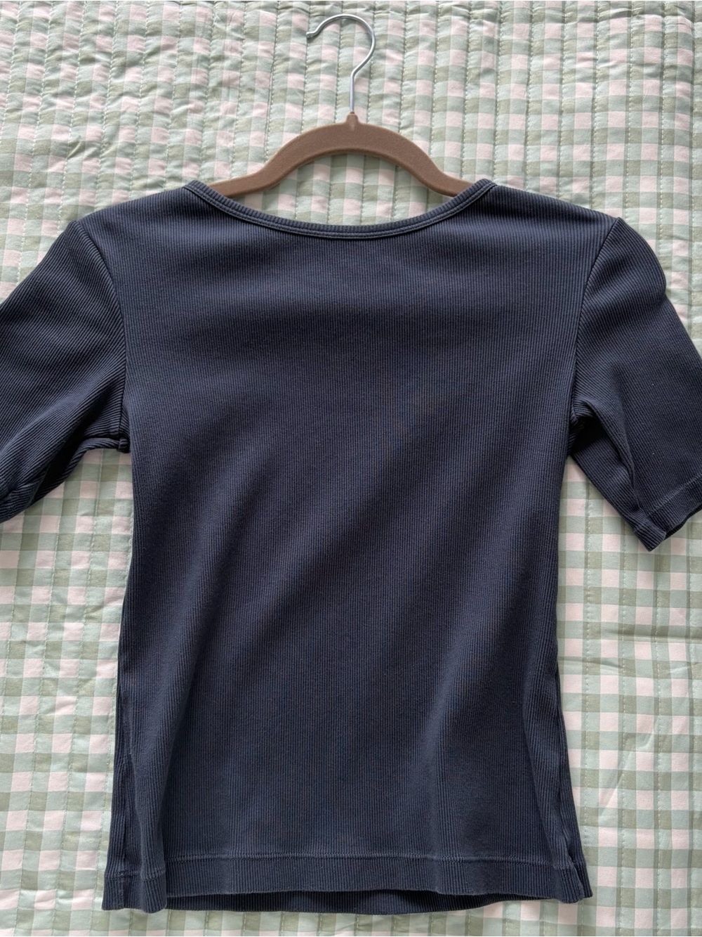Uniqlo Navy Ribbed Short Sleeve Tee